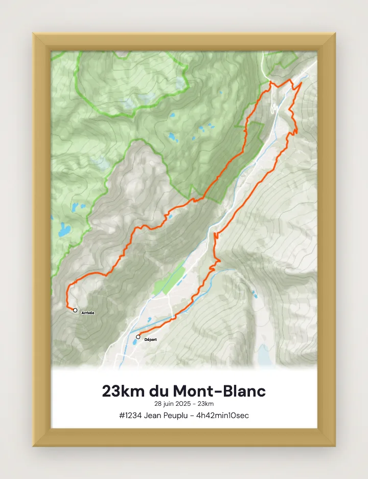 Póster 23km du Mont-Blanc enmarcado