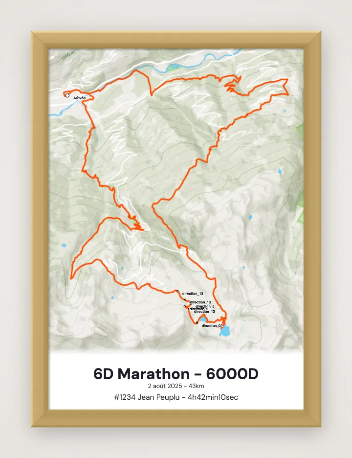 Poster 6D Marathon - 6000D incorniciato
