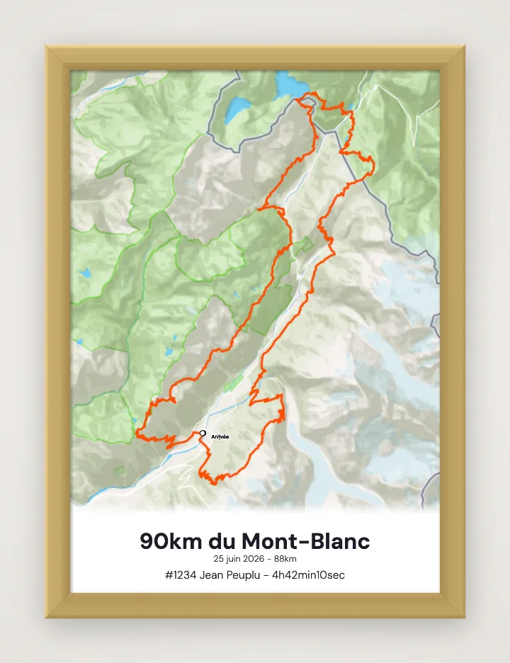 Gerahmtes Poster 90km du Mont-Blanc