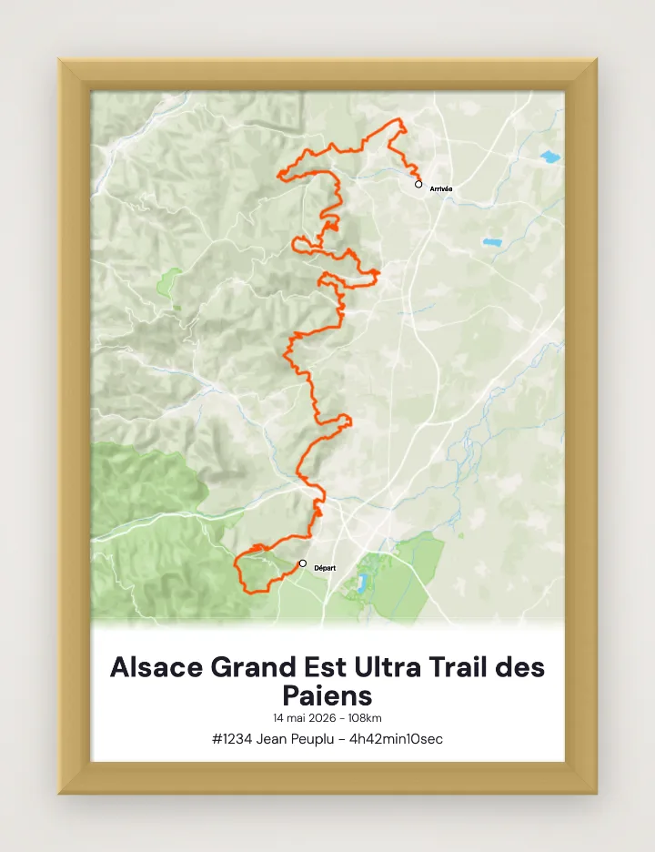 Gerahmtes Poster Alsace Grand Est Ultra Trail des Paiens