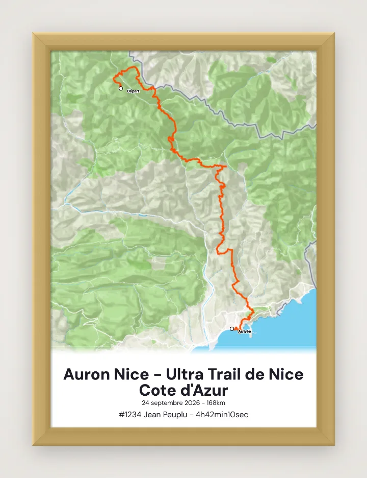 Gerahmtes Poster Auron Nice - Ultra Trail de Nice Cote d'Azur