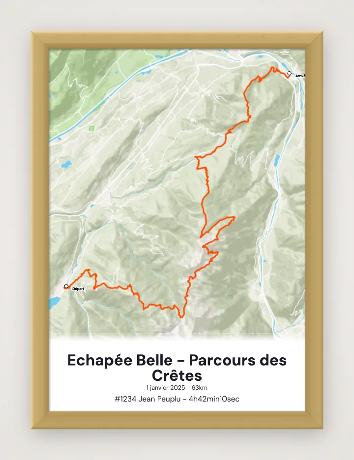 Gerahmtes Poster Echapée Belle - Parcours des Crêtes