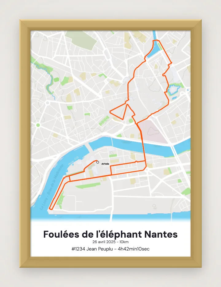 Poster Foulées de l'éléphant Nantes incorniciato