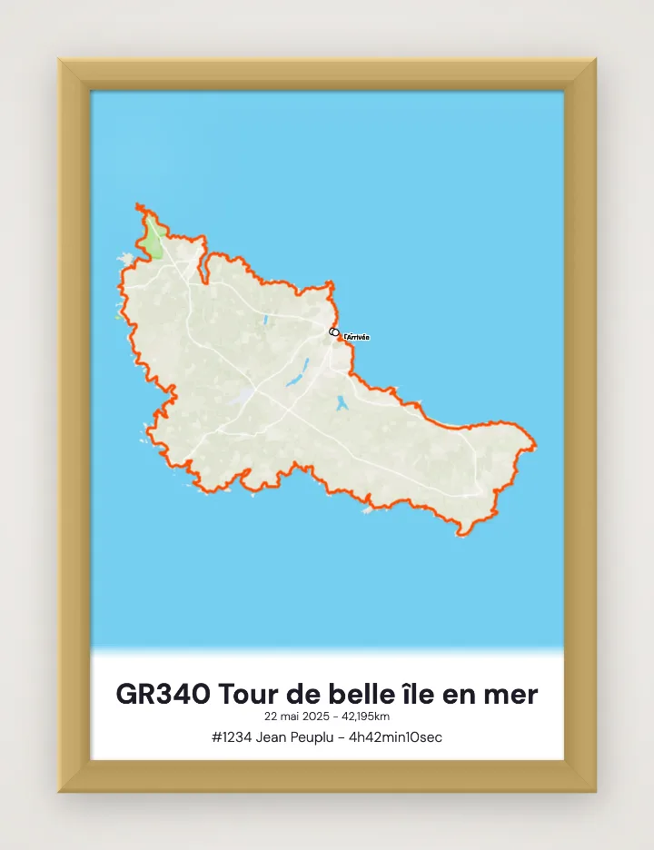 GR340 Tour de belle île en mer framed poster