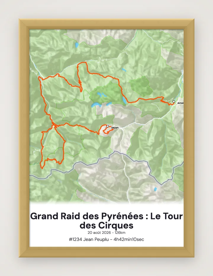 Affiche Grand Raid des Pyrénées : Le Tour des Cirques encadrée