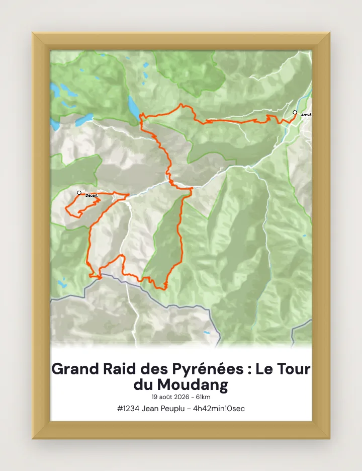 Poster Grand Raid des Pyrénées : Le Tour du Moudang incorniciato