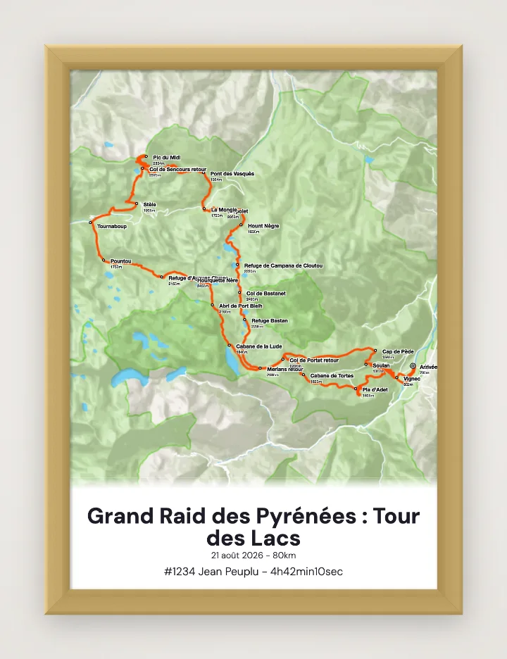 Poster Grand Raid des Pyrénées : Tour des Lacs incorniciato