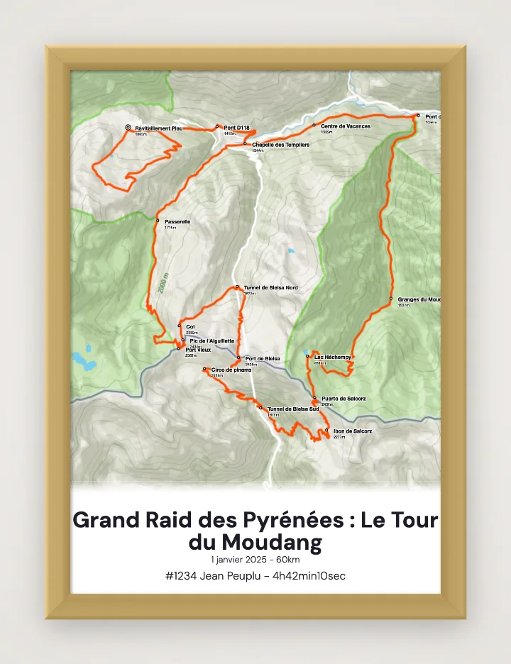 Gerahmtes Poster Grand Raid des Pyrénées : Le Tour du Moudang