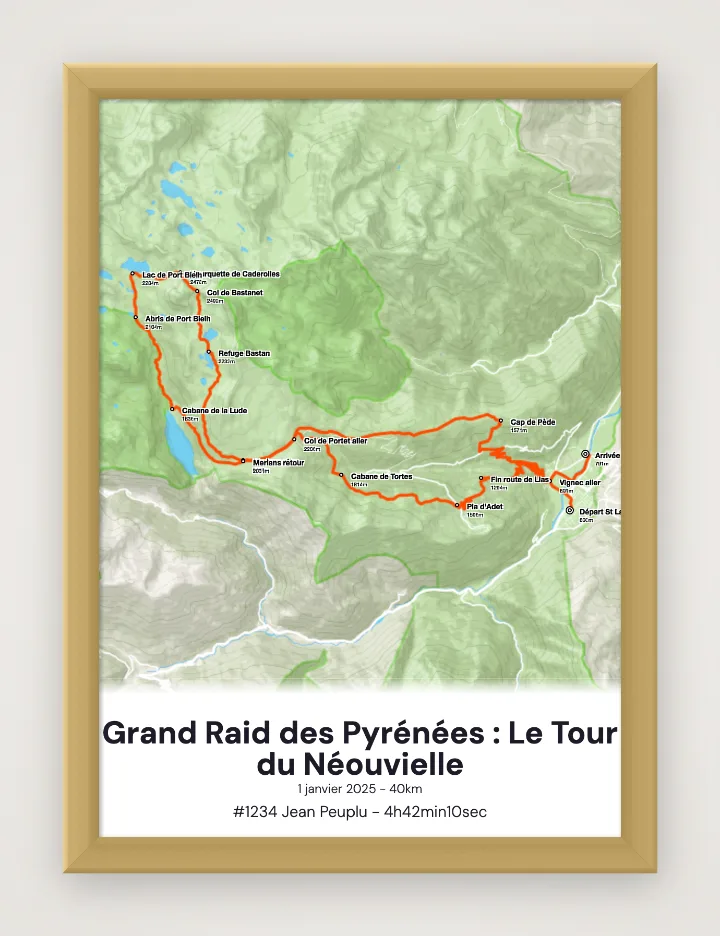 Gerahmtes Poster Grand Raid des Pyrénées : Le Tour du Néouvielle