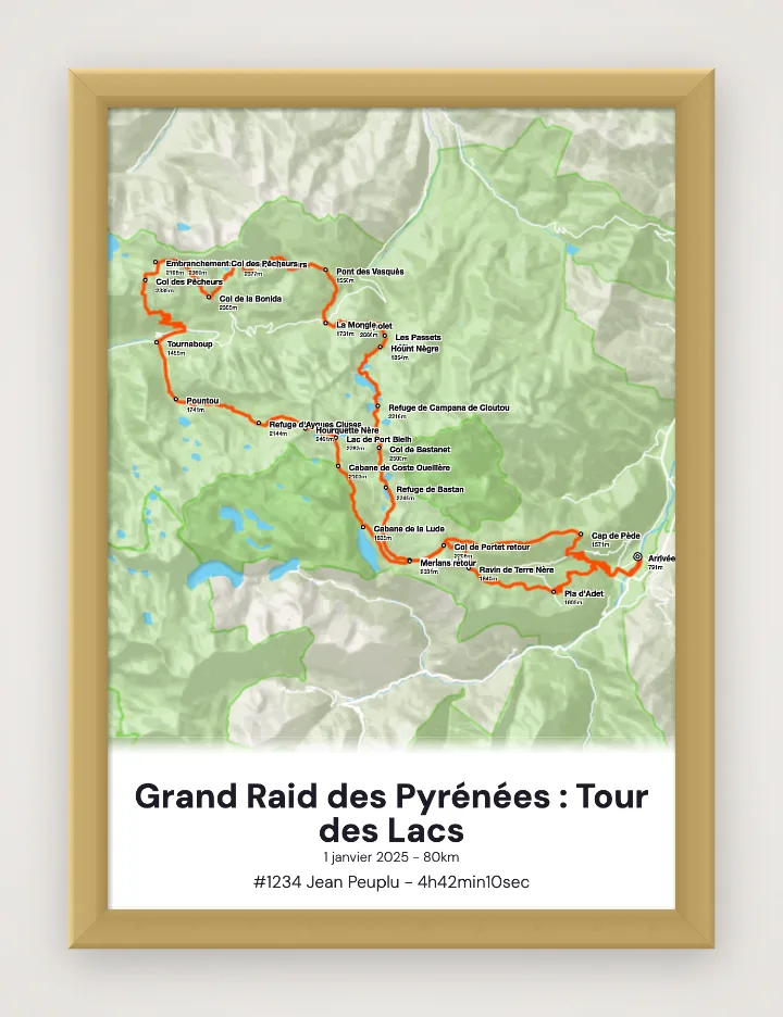 Poster Grand Raid des Pyrénées : Tour des Lacs incorniciato