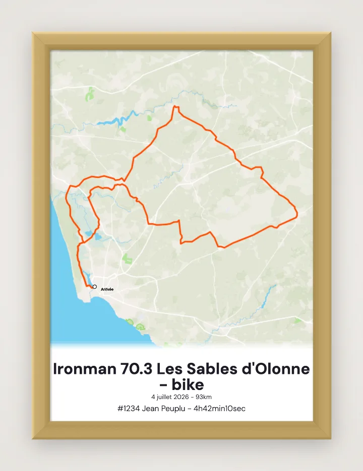 Poster Ironman 70.3 Les Sables d'Olonne - bike incorniciato
