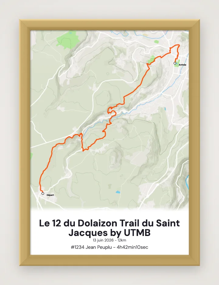 Le 12 du Dolaizon Trail du Saint Jacques by UTMB framed poster