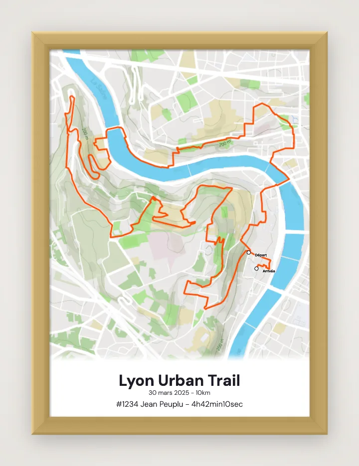Póster Lyon Urban Trail enmarcado