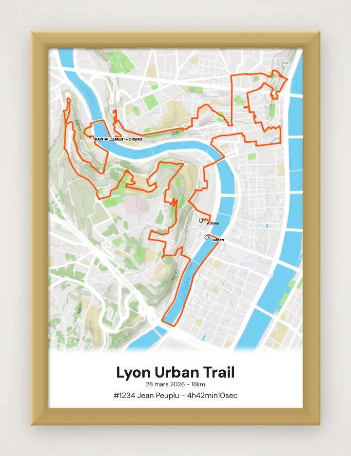 Ingelijste poster Lyon Urban Trail