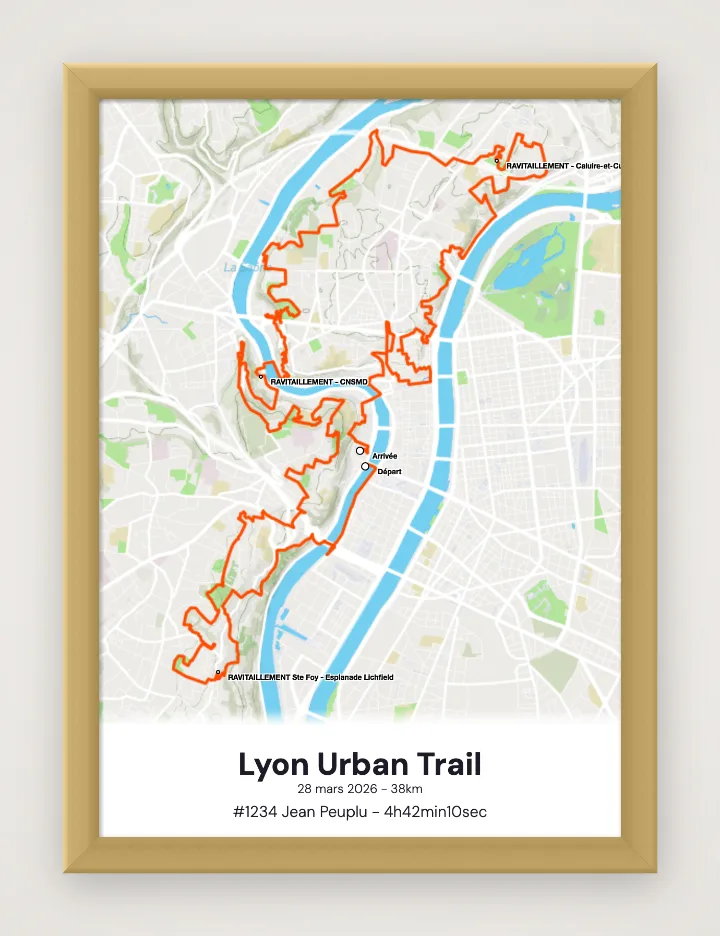Póster Lyon Urban Trail enmarcado