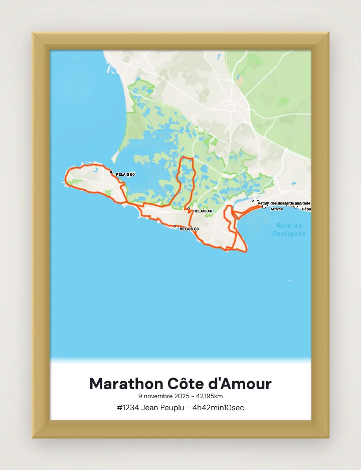 Poster Marathon Côte d'Amour incorniciato