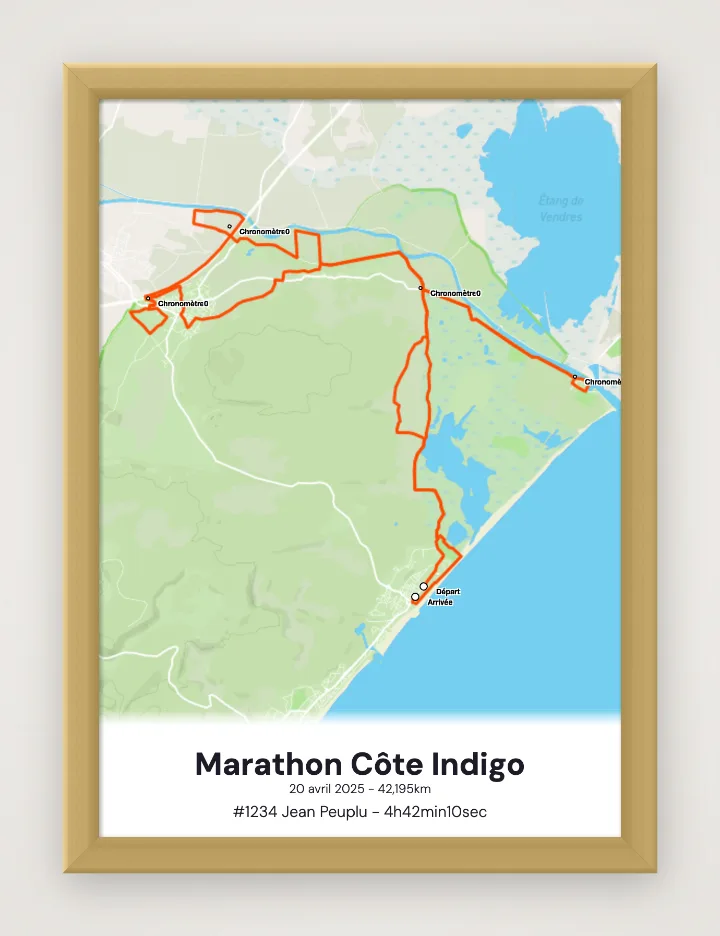 Marathon Côte Indigo framed poster