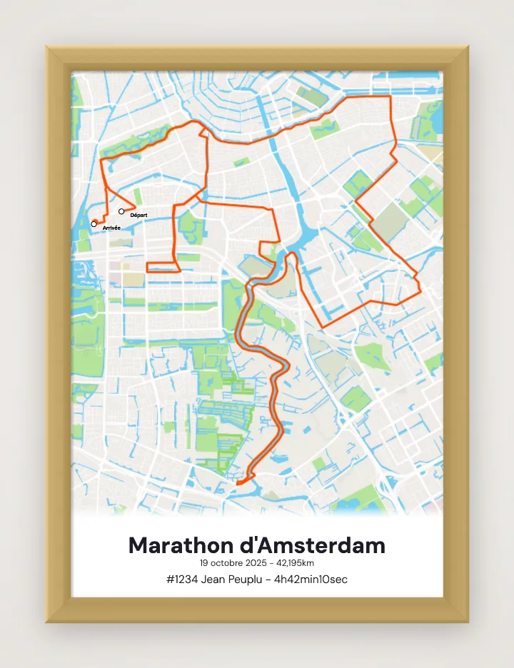 Marathon d'Amsterdam framed poster