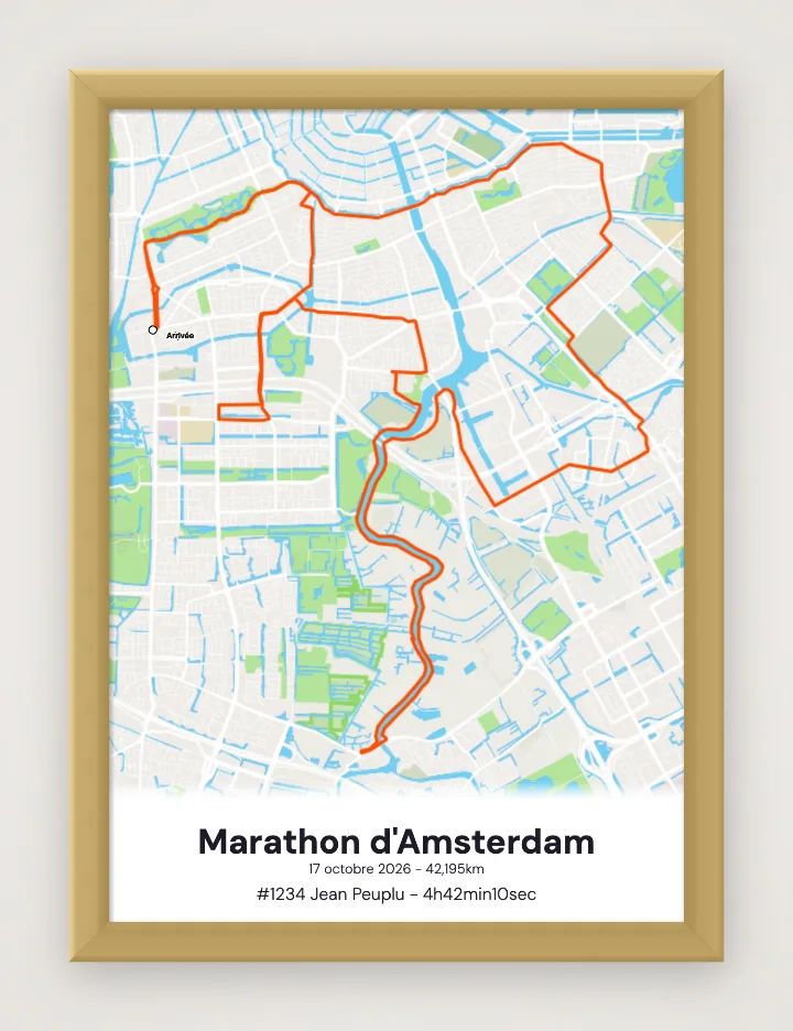 Affiche Marathon d'Amsterdam encadrée