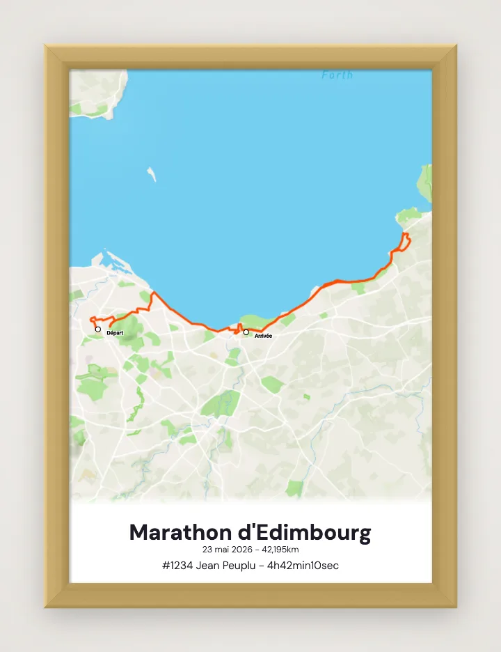 Affiche Marathon d'Edimbourg encadrée