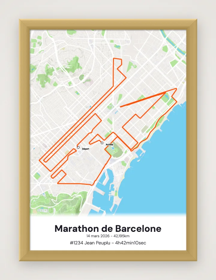Affiche Marathon de Barcelone encadrée