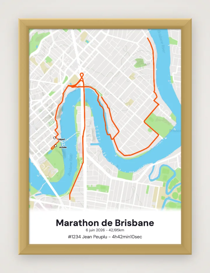 Affiche Marathon de Brisbane encadrée