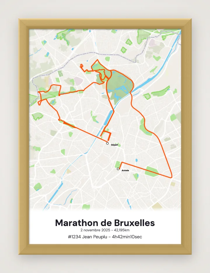 Poster Marathon de Bruxelles incorniciato