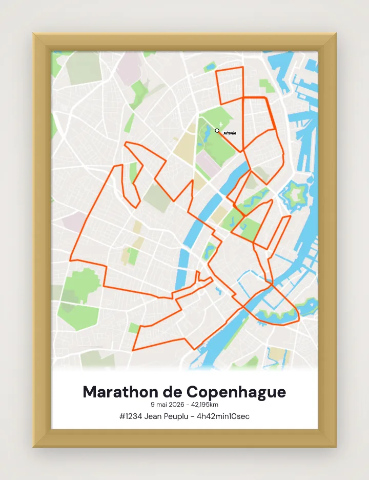 Affiche Marathon de Copenhague encadrée
