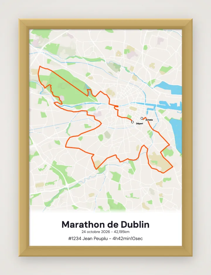 Affiche Marathon de Dublin encadrée