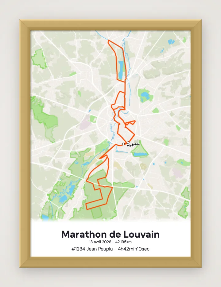 Ingelijste poster Marathon de Louvain