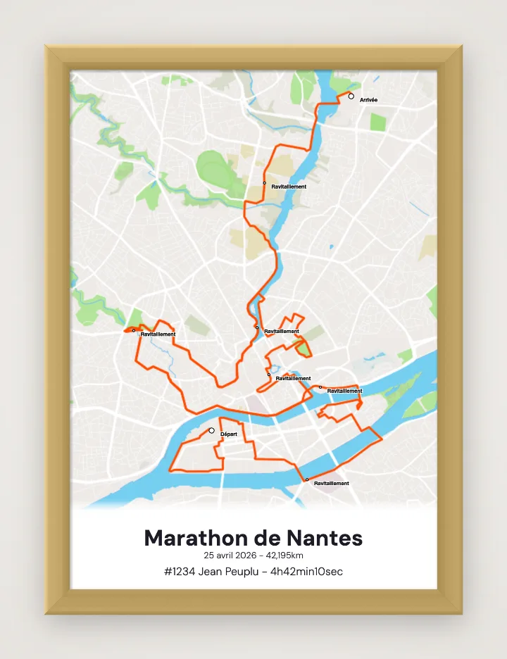 Póster Marathon de Nantes enmarcado