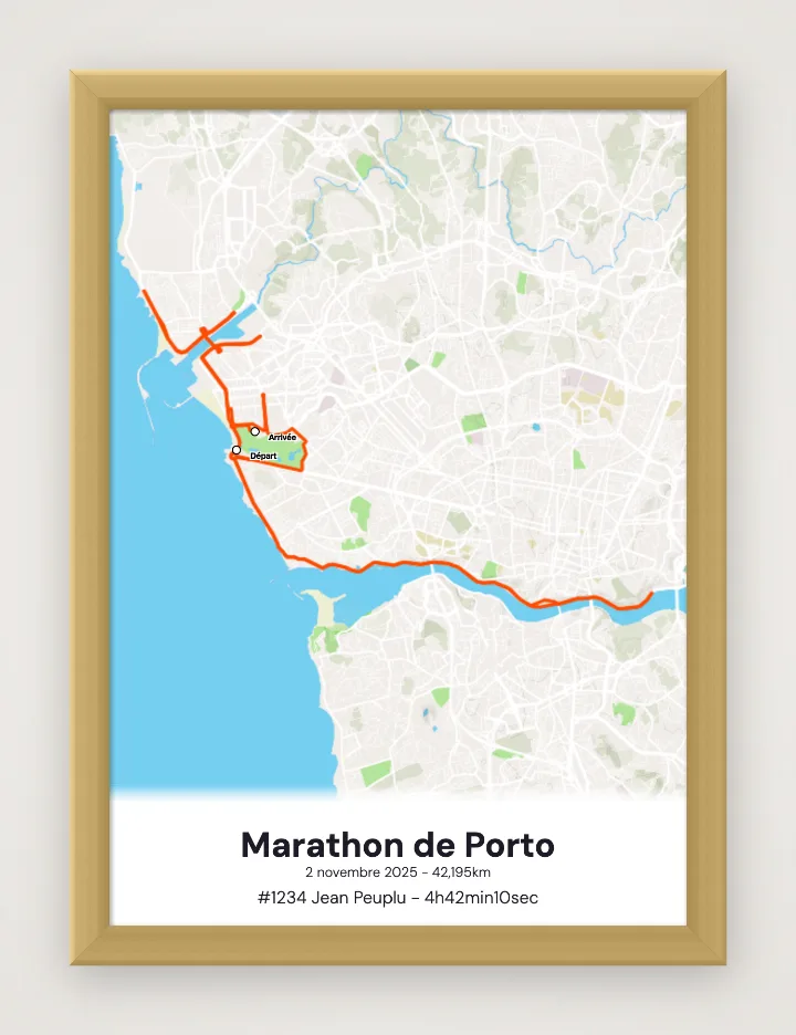 Ingelijste poster Marathon de Porto