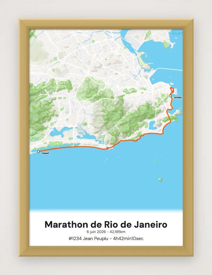 Ingelijste poster Marathon de Rio de Janeiro
