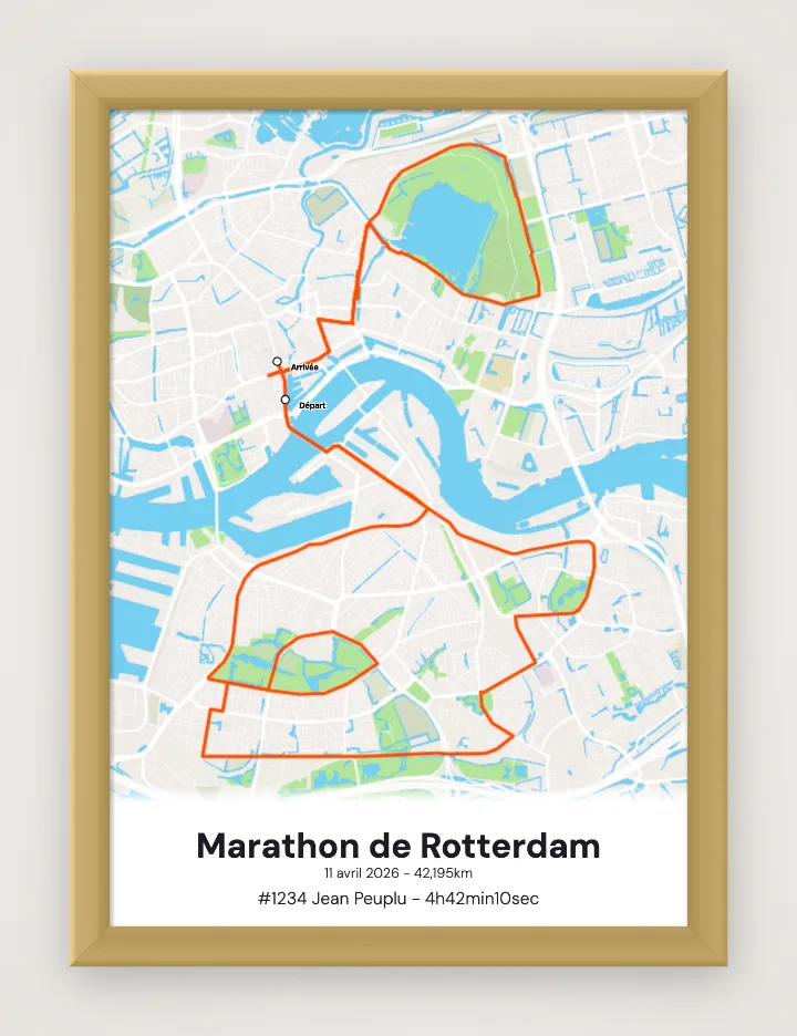 Marathon de Rotterdam framed poster