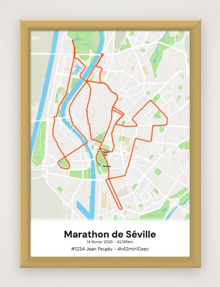 Poster Marathon de Séville incorniciato