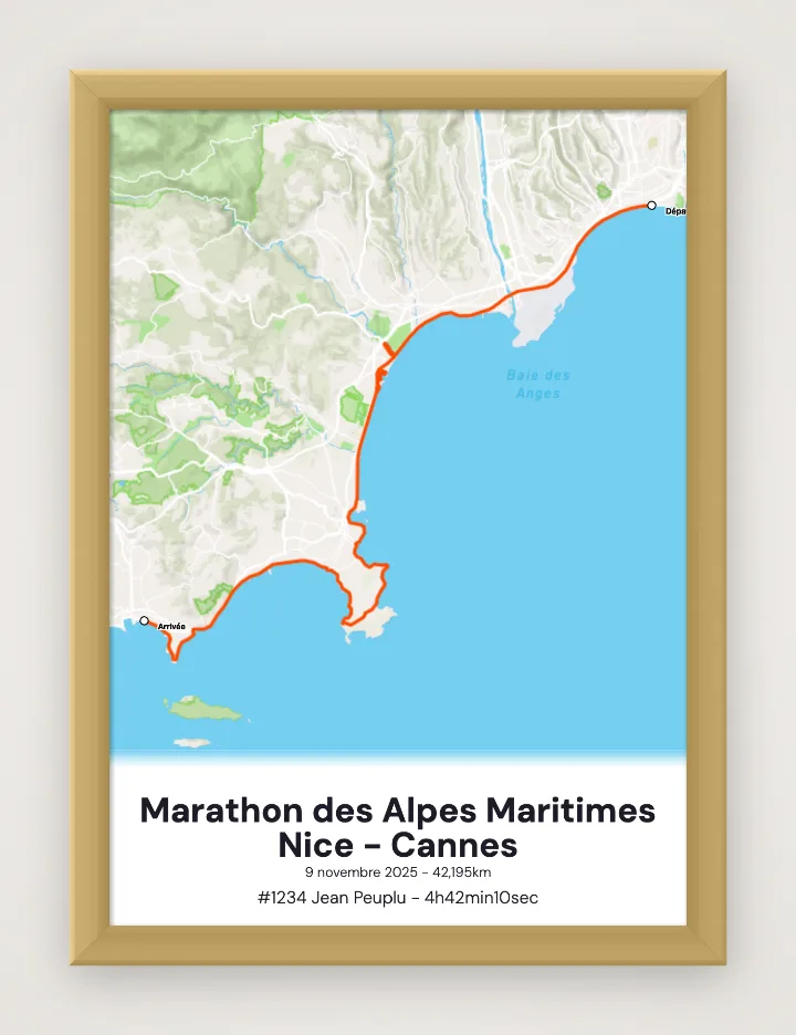Póster Marathon des Alpes Maritimes Nice - Cannes enmarcado