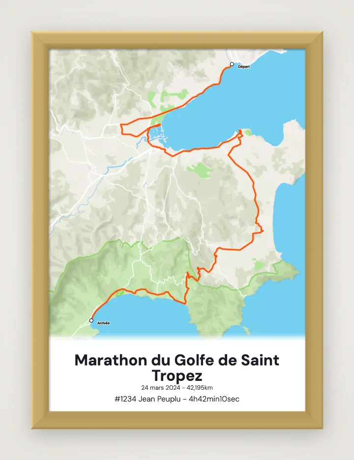 Poster Marathon du Golfe de Saint Tropez incorniciato