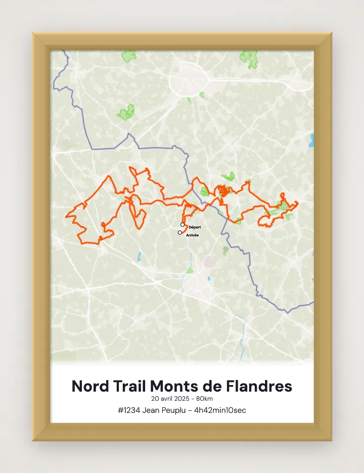 Gerahmtes Poster Nord Trail Monts de Flandres