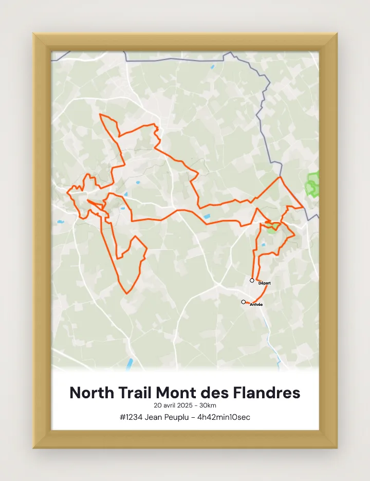 Poster North Trail Mont des Flandres incorniciato