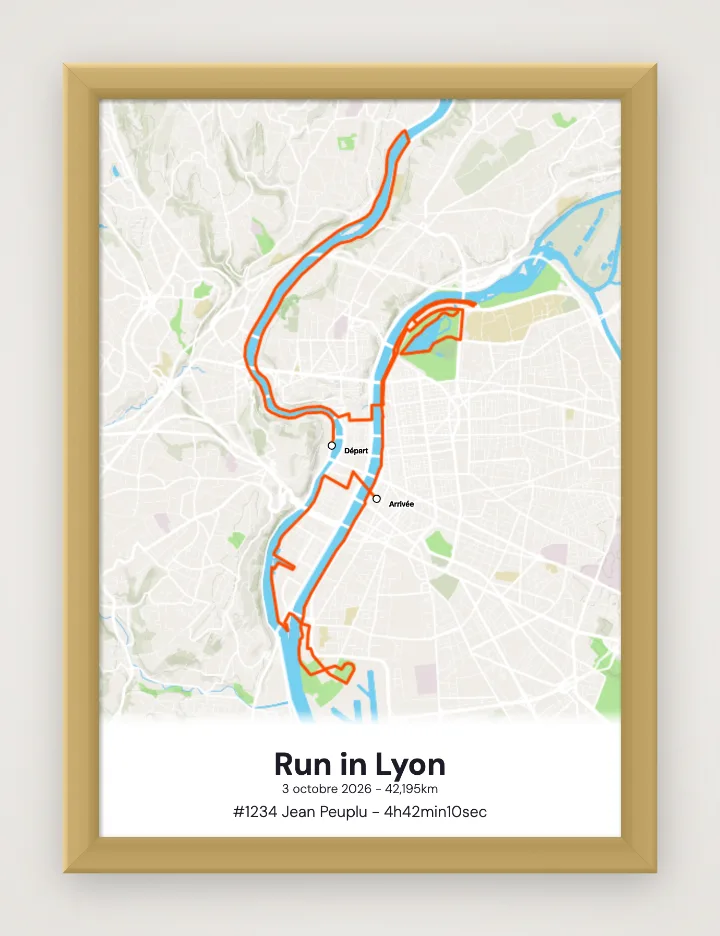 Poster Run in Lyon incorniciato