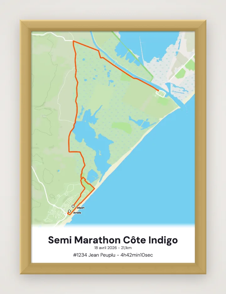 Semi Marathon Côte Indigo framed poster