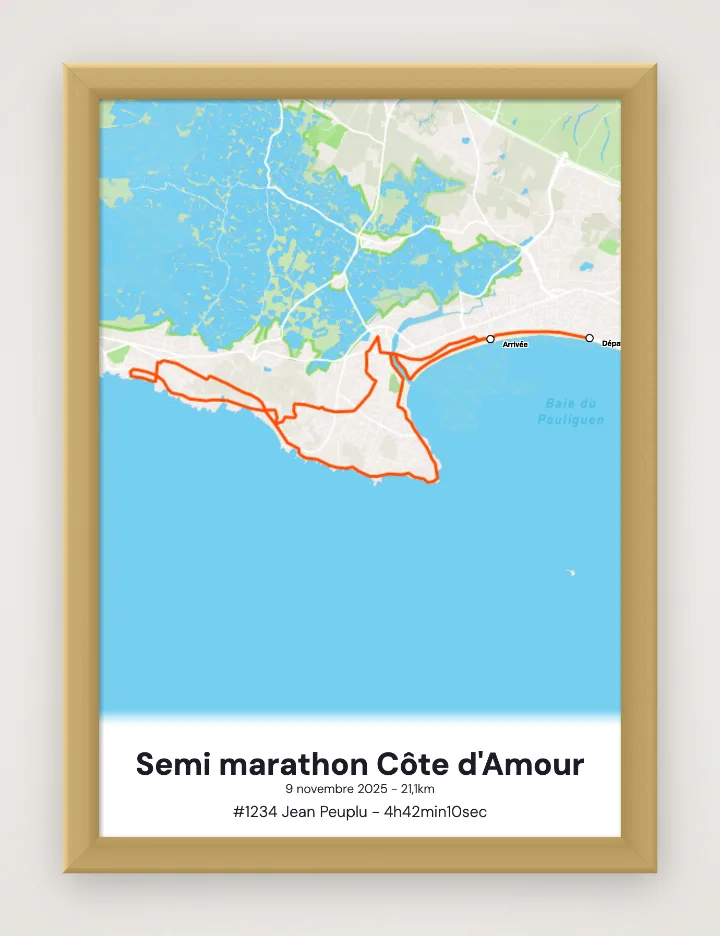 Ingelijste poster Semi marathon Côte d'Amour