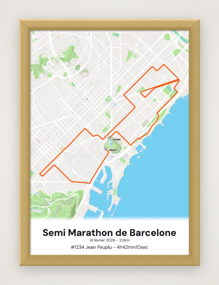 Semi Marathon de Barcelone framed poster