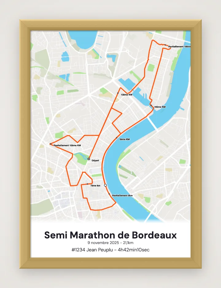 Poster Semi Marathon de Bordeaux incorniciato