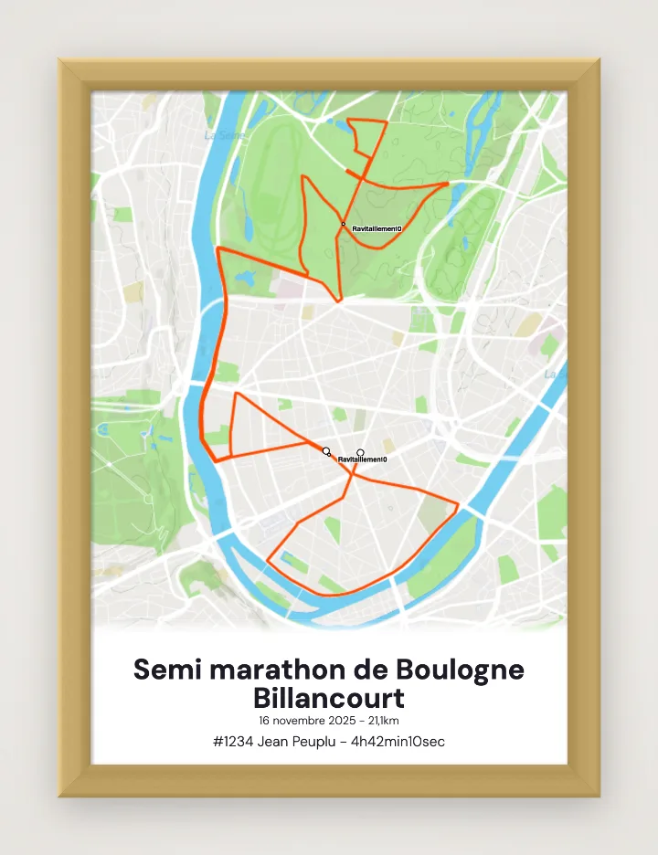Póster Semi marathon de Boulogne Billancourt enmarcado