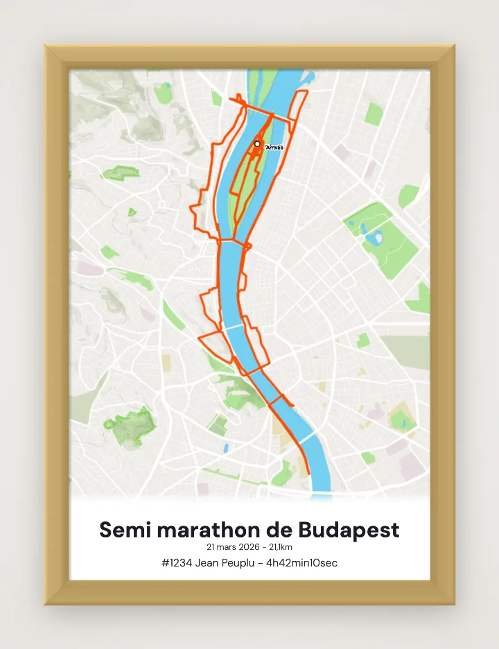 Semi marathon de Budapest framed poster