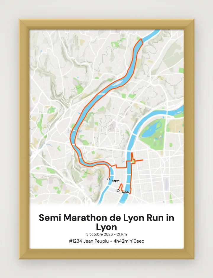 Semi Marathon de Lyon Run in Lyon framed poster