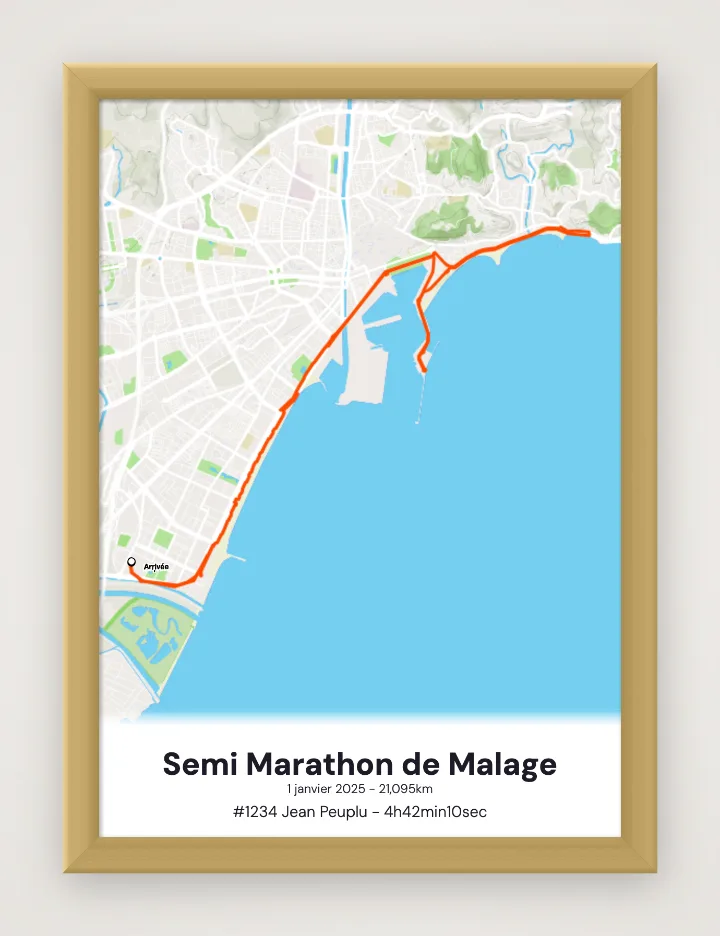 Póster Semi Marathon de Malage enmarcado