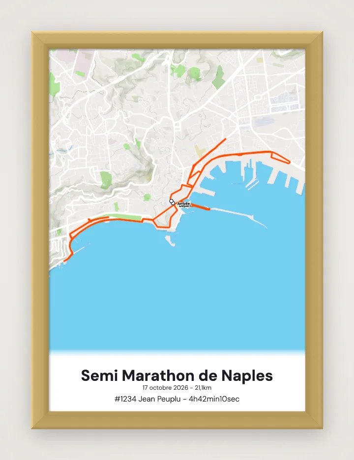 Semi Marathon de Naples framed poster