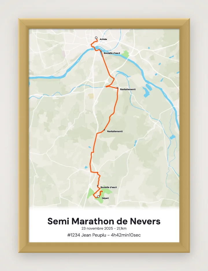 Póster Semi Marathon de Nevers enmarcado
